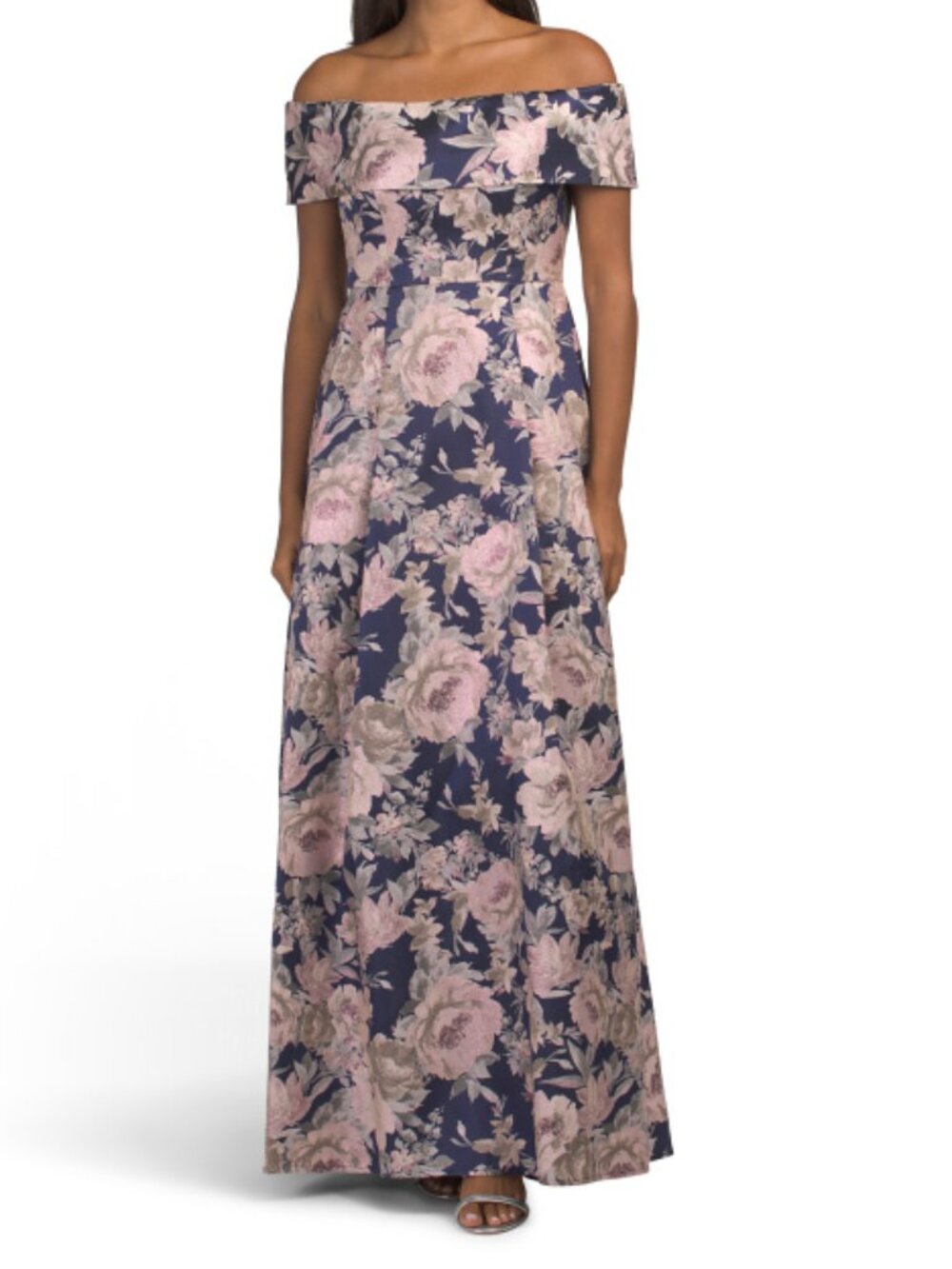 ALEX EVENINGS Off The Shoulder Floral Ballgown With Pockets